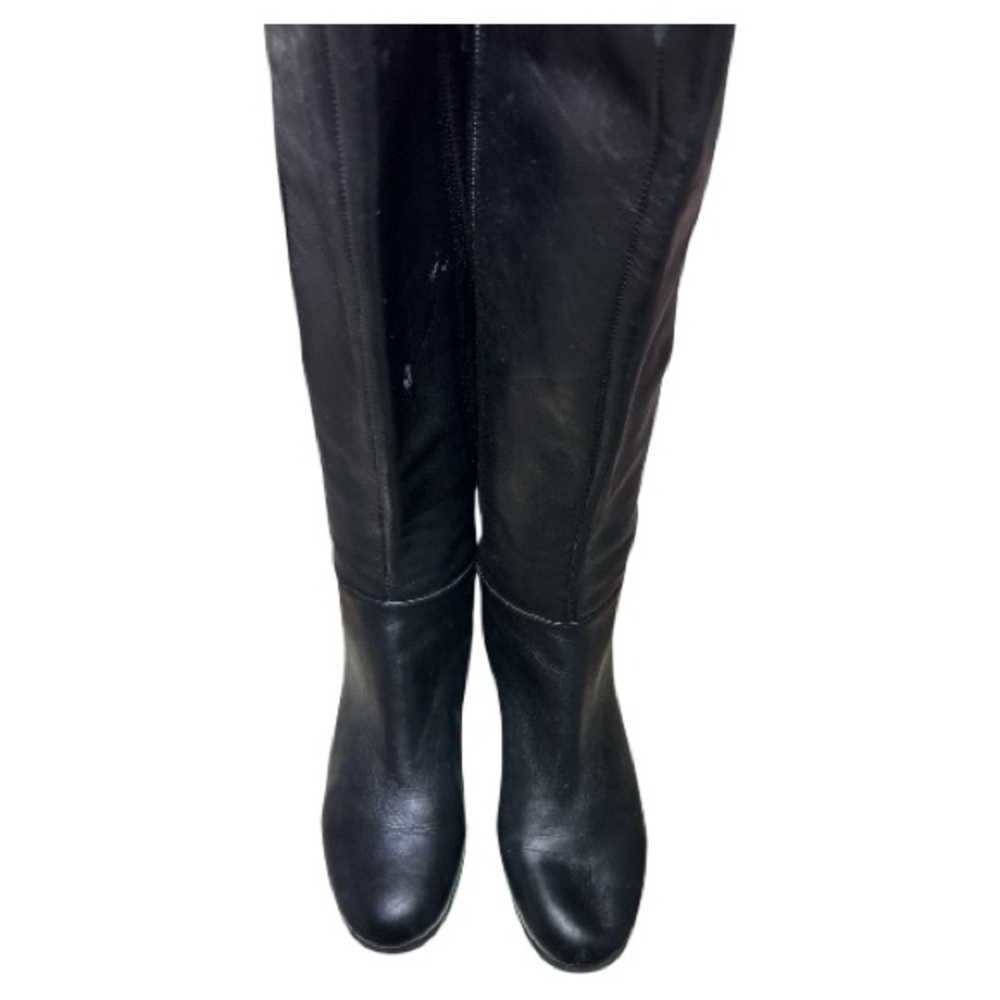 Nine West Women’s Black Knee-High Leather Boots Classic Riding Style Size 8.5 - Picture 4 of 8